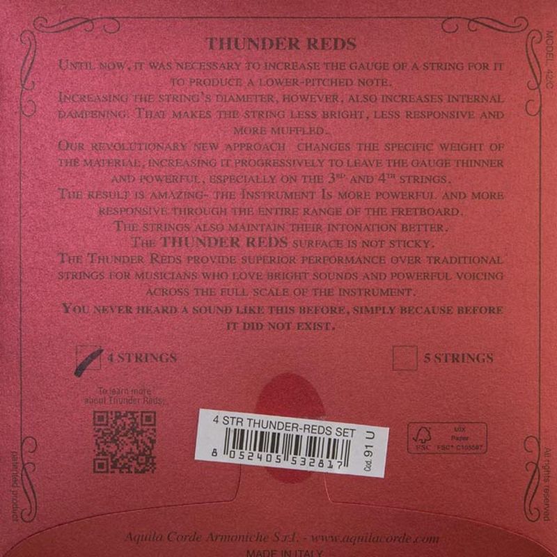 Aquila Thunder Reds Strengesett for 4-strengs bass-ukulele