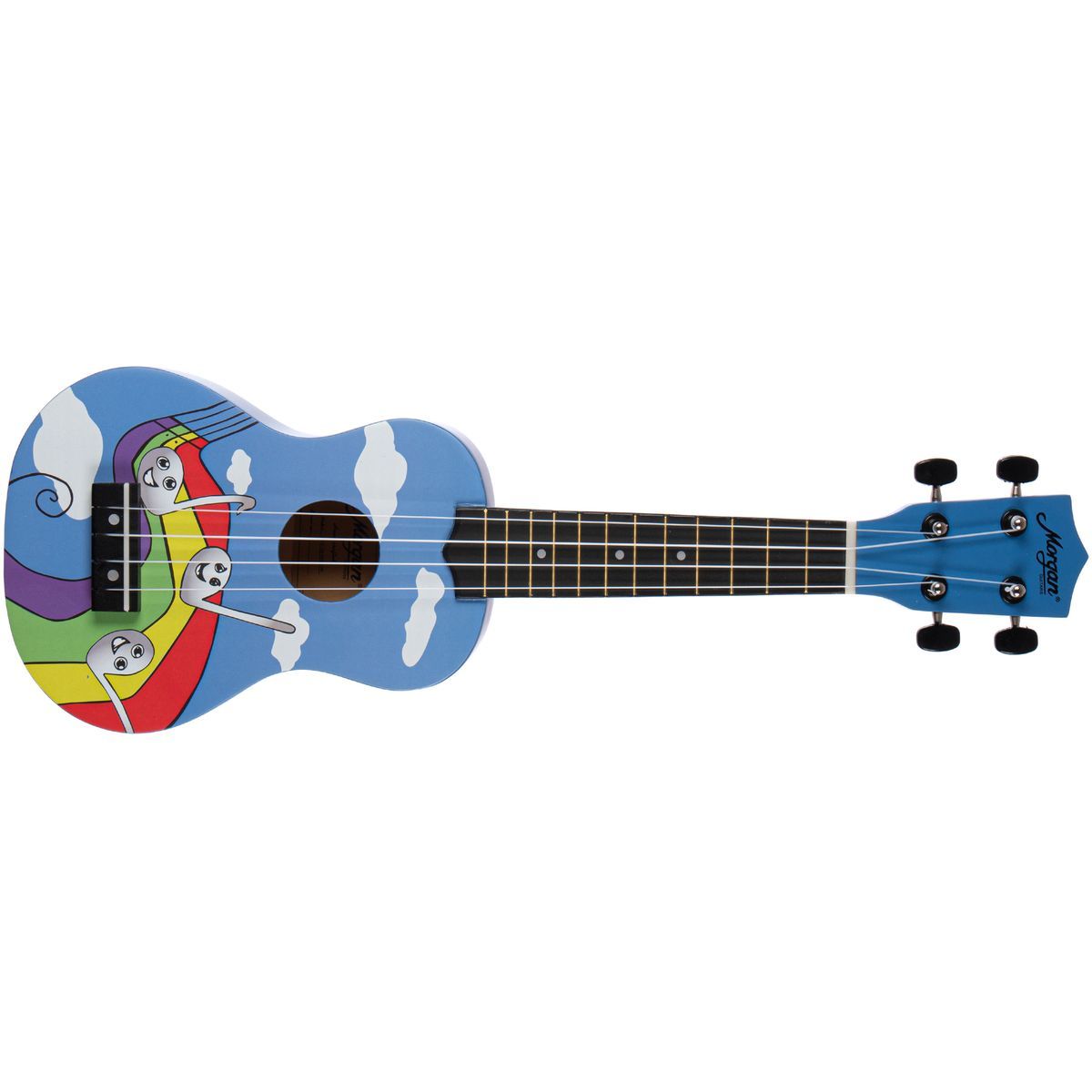 Morgan Sopran Ukulele UK S 100 Rainbow, blå med regnbue, m/bag