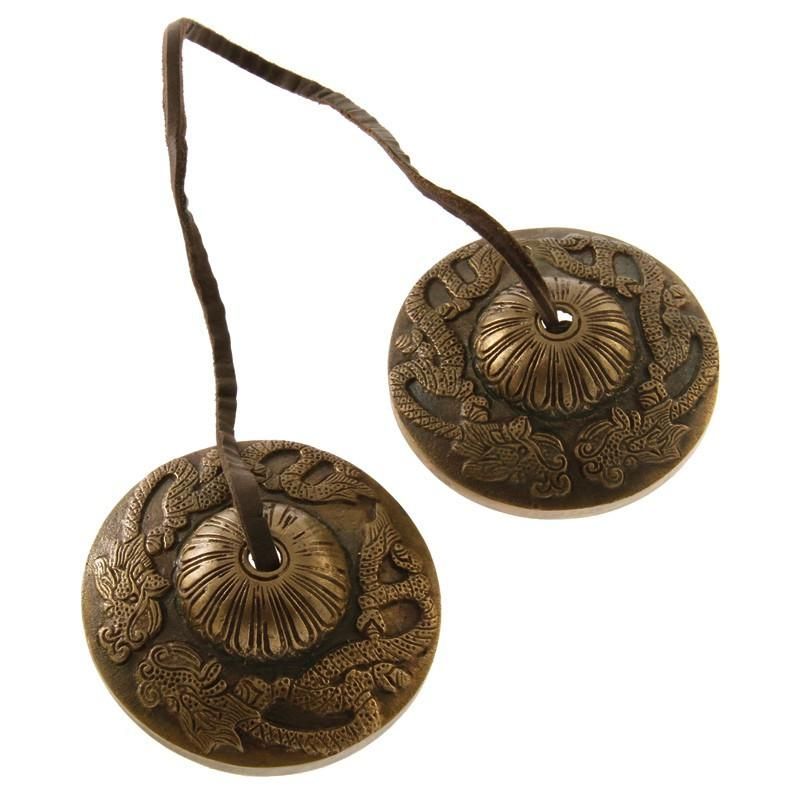 Meditasjons-cymbaler med dragemotiv 6,5 cm / ZI-4