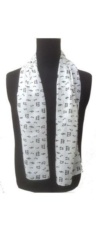 Skjerf med noter sort/hvit