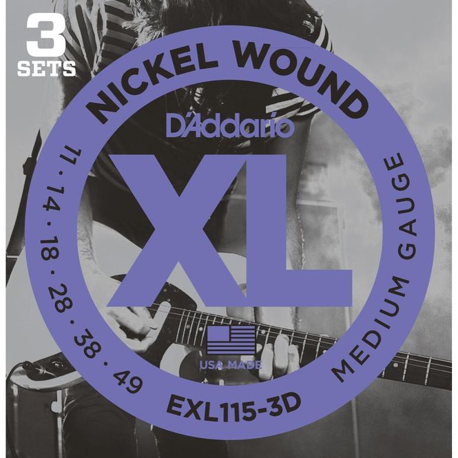 Hovedbilde D'Addario EXL115-3D Elgitarstrenger, 011-049, 3 sett