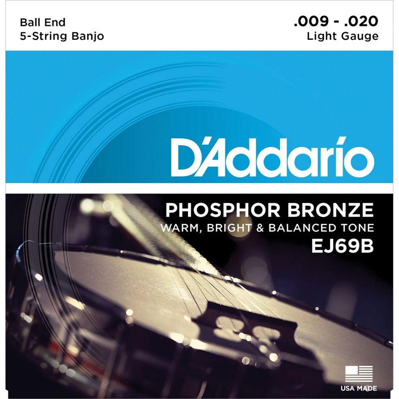 D'Addario EJ69B Strengesett for 5-strengs banjo, Light, Ball End