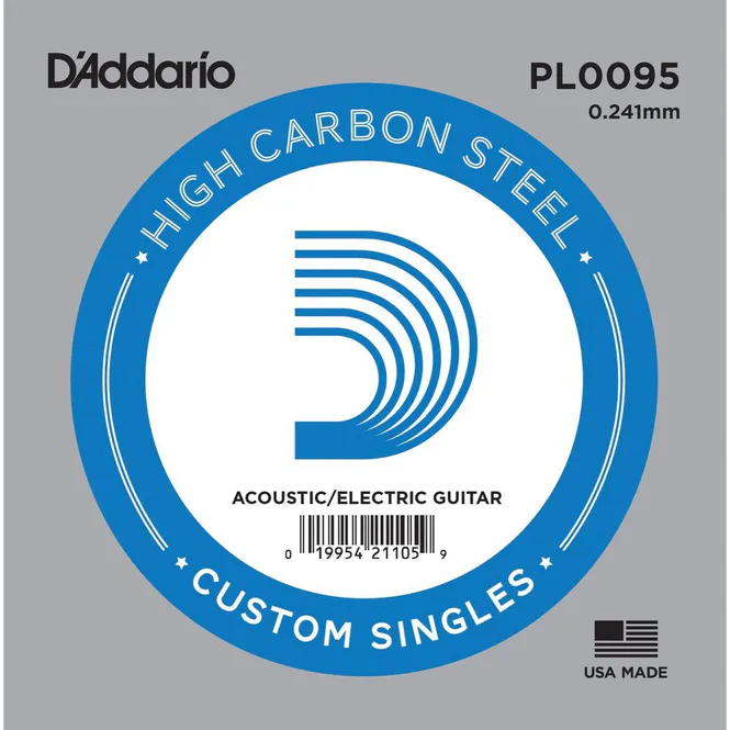 Hovedbilde D'addario PL0095 Enkeltstreng elgitar/akustisk gitar Plain Steel 0095