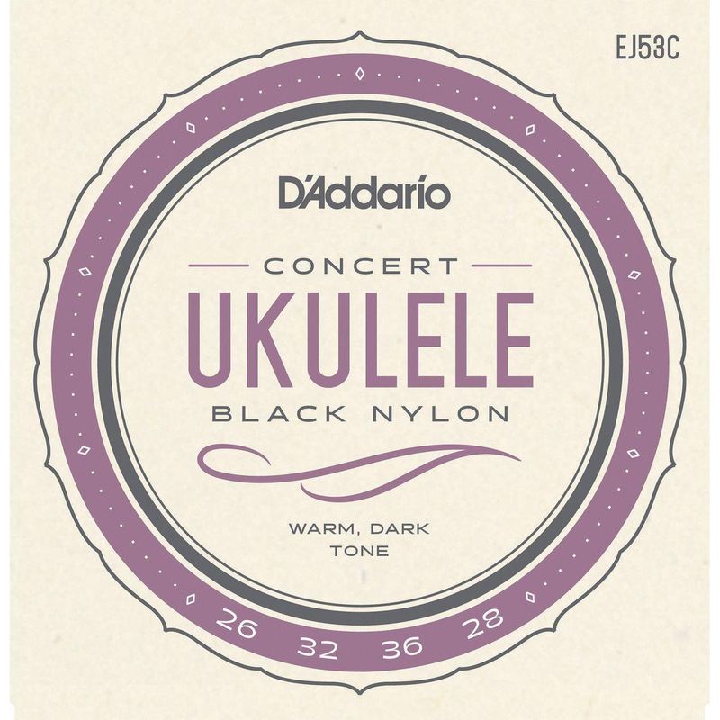 D'Addario EJ53C Ukulele-strenger for Concert-ukulele, Hawaiian Black Nylon