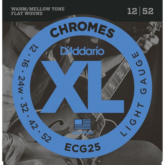 Hovedbilde D'Addario ECG25 Chromes Flat Wound Elgitarstrenger, 012-052