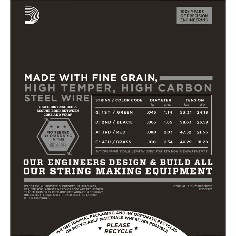 D'Addario ECB81 Chromes Basstrenger, Flatwound