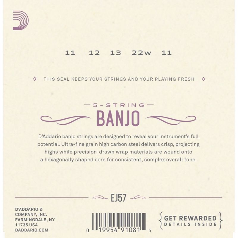 D'Addario EJ57 banjostrenger 5-strengs