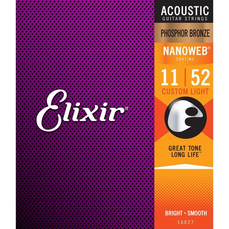 Elixir 16027 Nanoweb ak. gitarstr. Phosphor Bronze 011-052