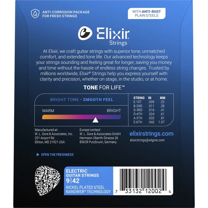 Hovedbilde Elixir Nanoweb Elgitarstrenger 12002, Super Light, 009-042