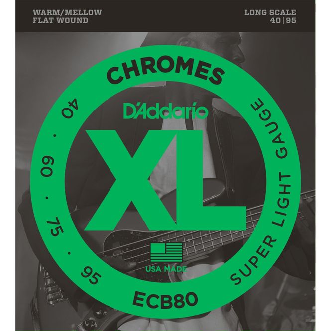 Hovedbilde D'Addario ECB80 Chromes Basstrenger, Flatwound