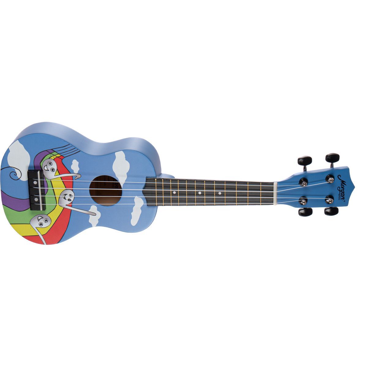 Morgan Sopran Ukulele UK S 100 Rainbow, blå med regnbue, m/bag