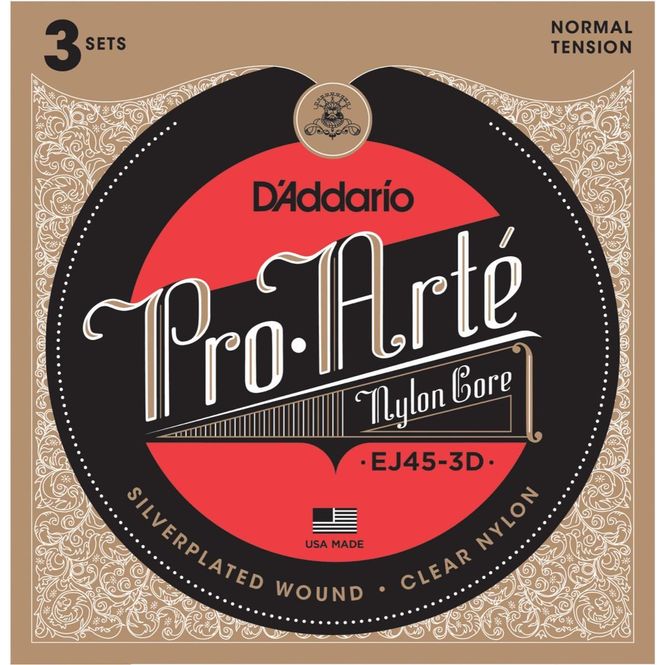 Hovedbilde D'Addario EJ45-3D Pro Arte nylonstrenger, 3 sett