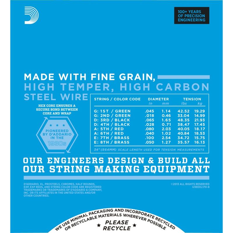 D'Addario EXL170-8 Basstrenger 8-strengs