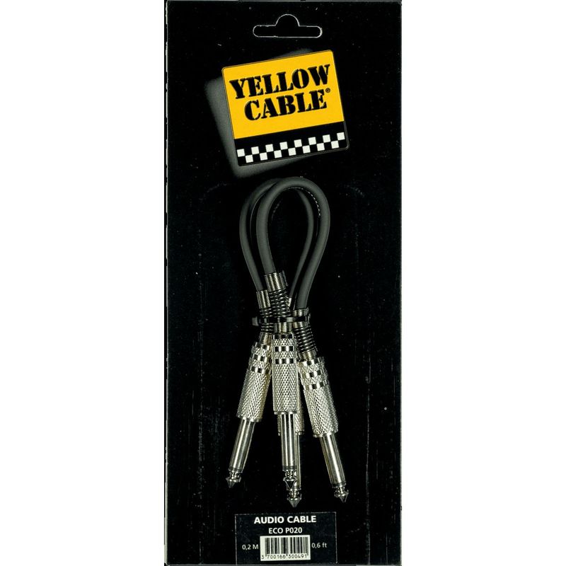Yellow Cable P020 Jack patch-kabler 0,20m, 2 stk