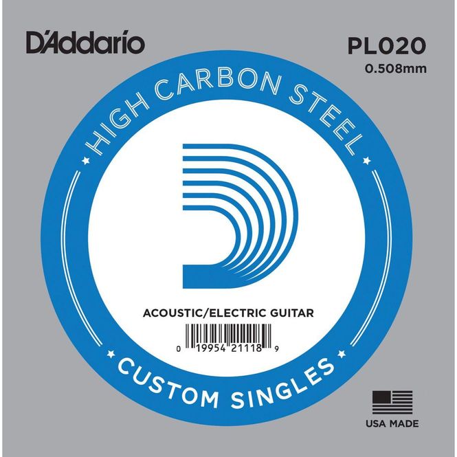 Hovedbilde D'addario PL020 Enkeltstreng elgitar/akustisk gitar Plain Steel 020