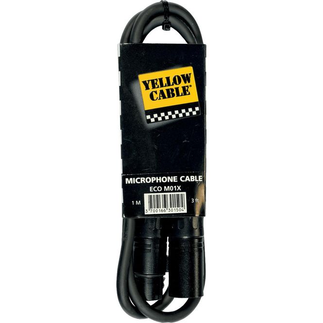 Hovedbilde Yellow Cable M01X - XLR hann til XLR hunn mikrofonkabel, 1m