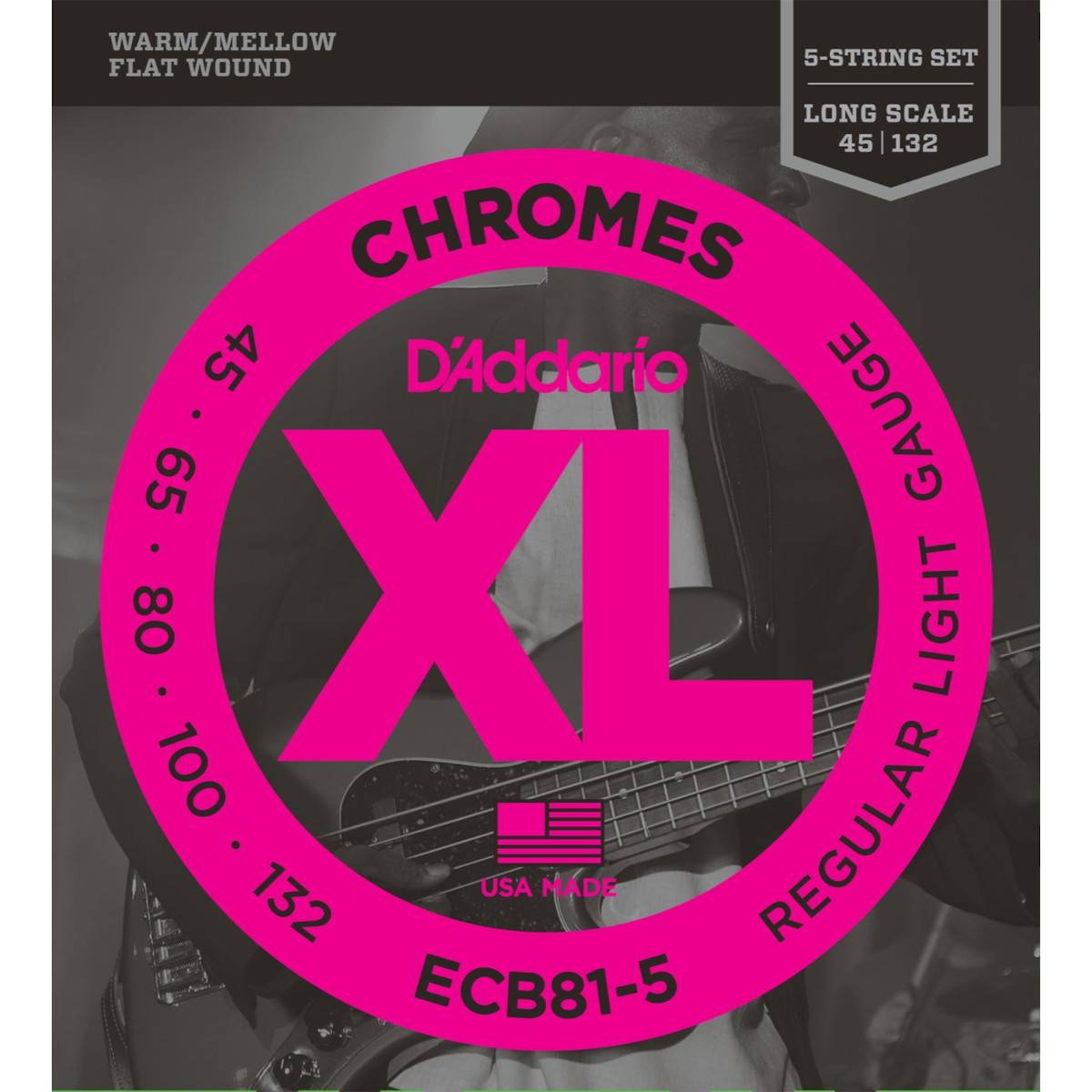 D'Addario ECB81-5 Chromes Basstrenger, Flatwound