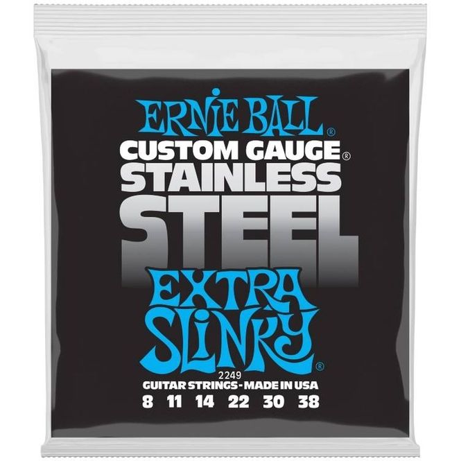 Hovedbilde Ernie Ball 2249 Stainless Steel Extra Slinky 08-38 elgitarstr.