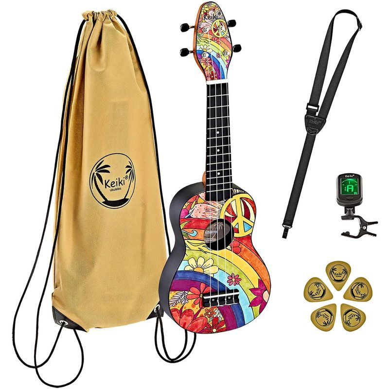 Ortega K2-68 Keiki Sopran-ukulele-pakke, Peace 68