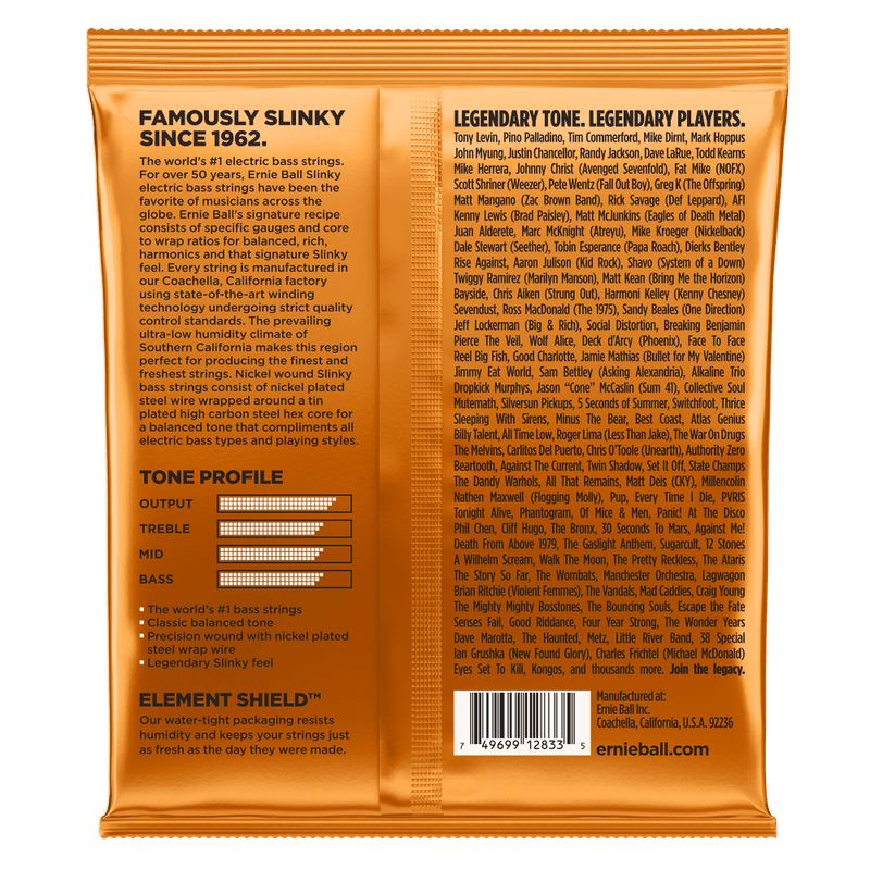 Ernie Ball 2833 Hybrid Slinky strenger elbass 4-strengs, 045-105