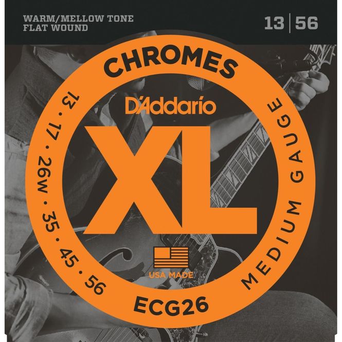Hovedbilde D'Addario ECG26 Chromes Flat Wound Elgitarstrenger, 013-056