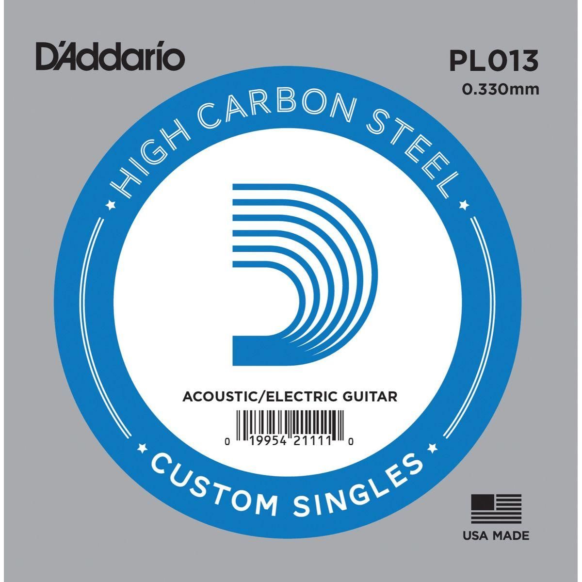 D'addario PL013 Enkeltstreng elgitar/akustisk gitar Plain Steel 013