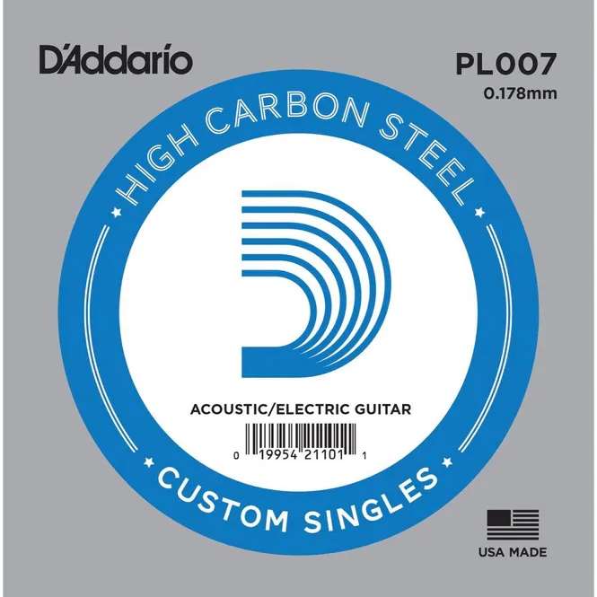 Hovedbilde D'addario PL007 Enkeltstreng elgitar/akustisk gitar Plain Steel 007